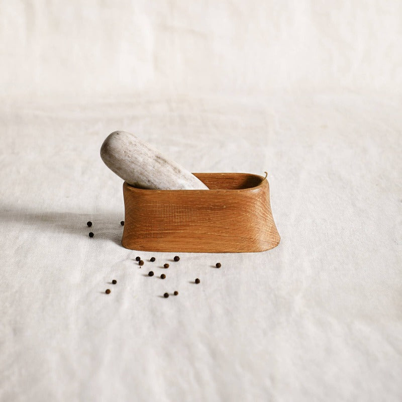 Belfort Oak Mortar and Marble Pestle - J. Bird and Company