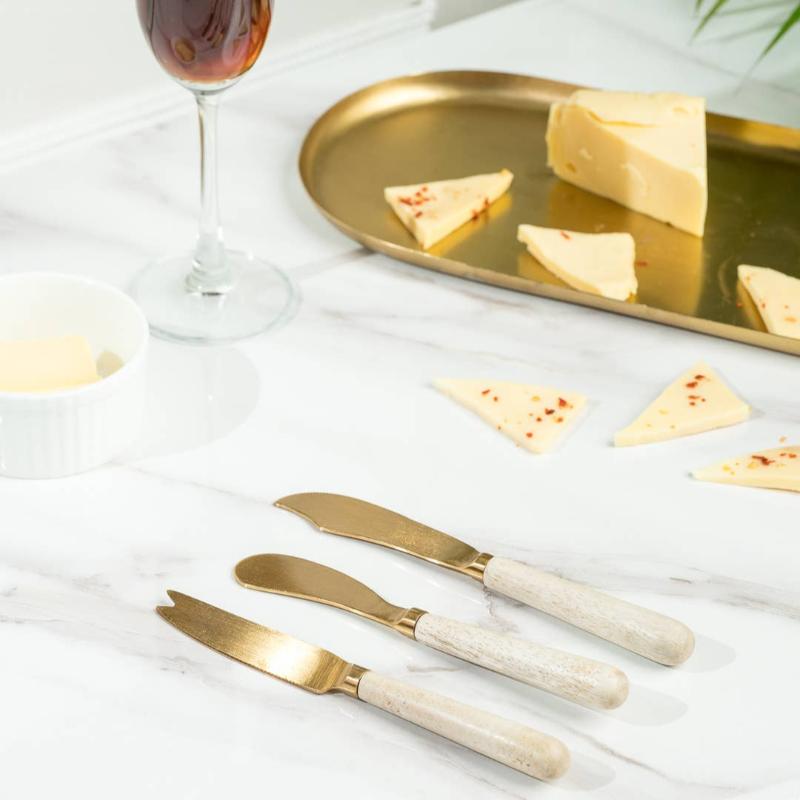 Brass and Wood Cheese Knives - J Bird and Company