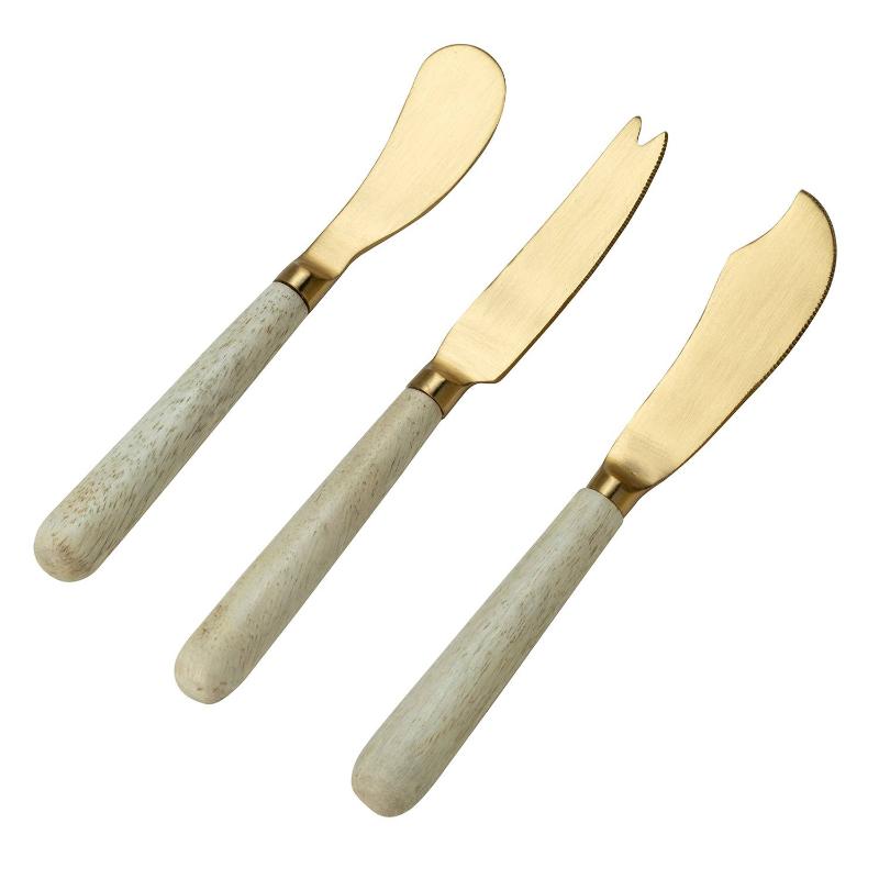 Brass and Wood Cheese Knives