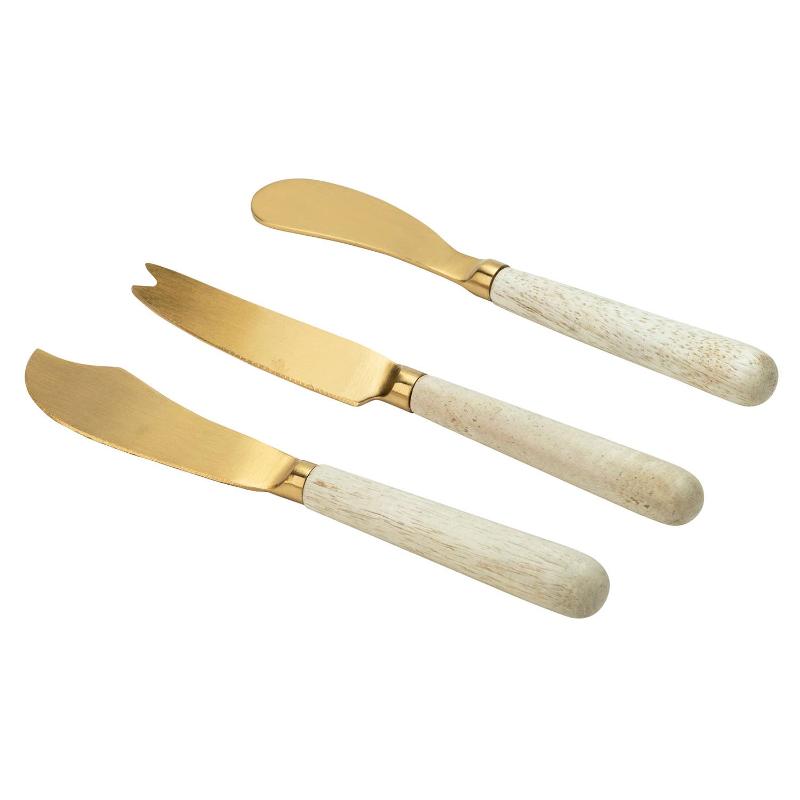 Brass and Wood Cheese Knives