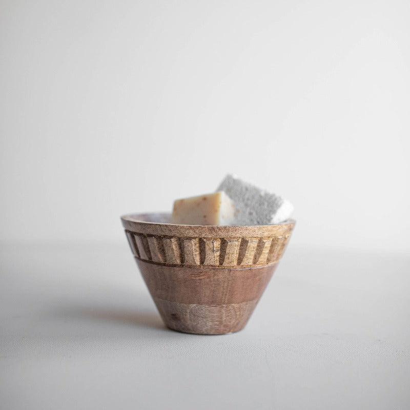 Carved Mango Wood Dip Bowl - J Bird and Company