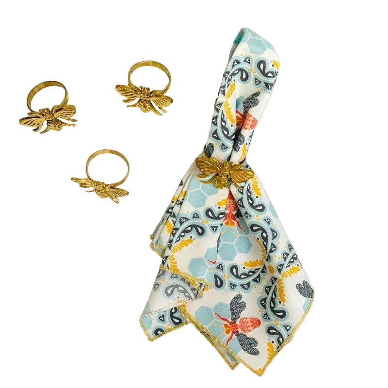 Gold Honey Bee Napkin Rings