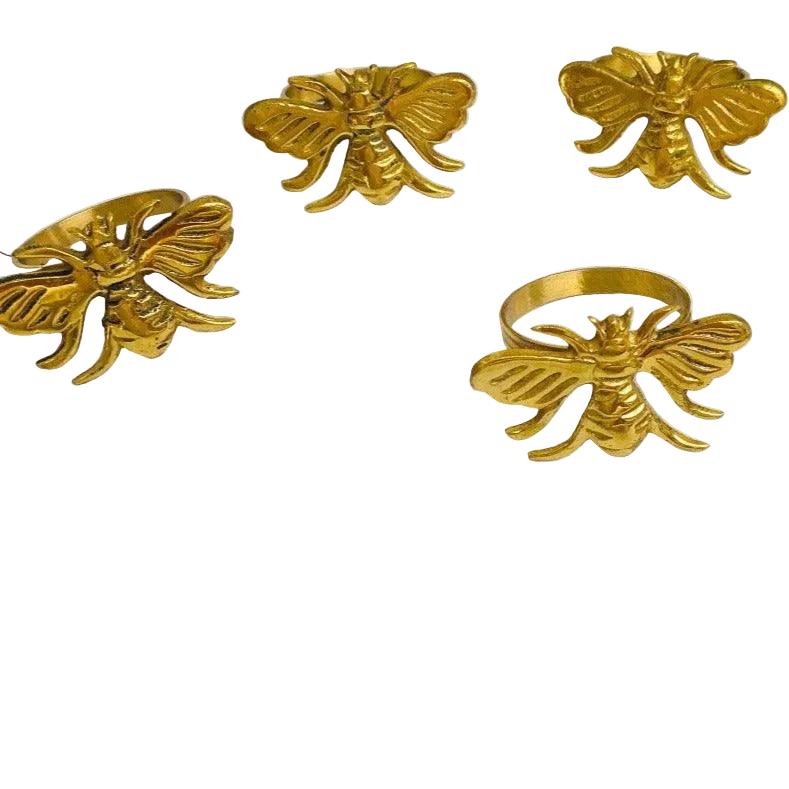 Gold Honey Bee Napkin Rings