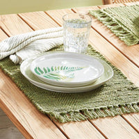 Rae Woven Fringe Placemat Green - J. Bird & Company