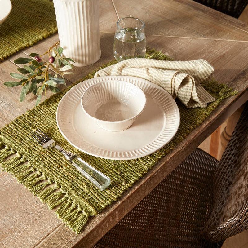 Rae Woven Fringe Placemat Green - J. Bird & Company