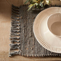 Rae Woven Fringe Placemat Grey - J. Bird & Company