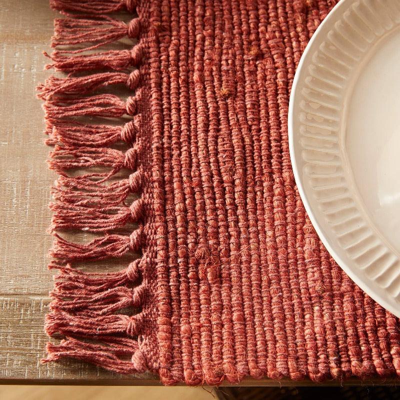 Rae Woven Fringe Placemat Red - J. Bird & Company