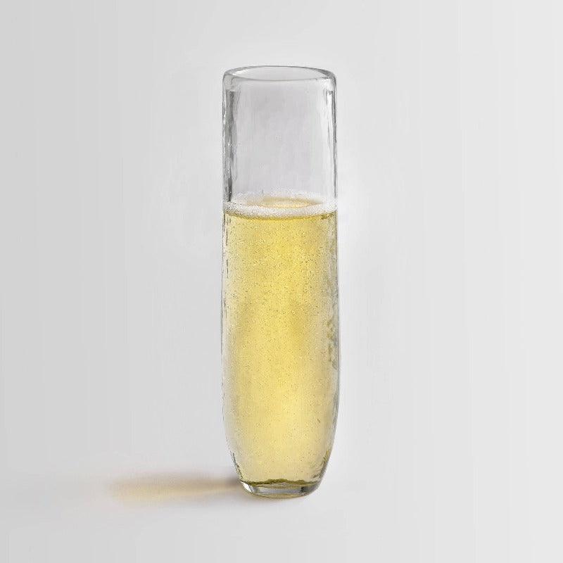 Pebbled Glass Stemless Flute Set - J. Bird and Company